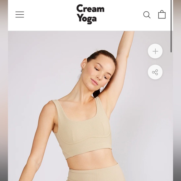 Cream Yoga Venesa Ribbed Bustier Sports Bra in Stone Size Large - Picture 3 of 3